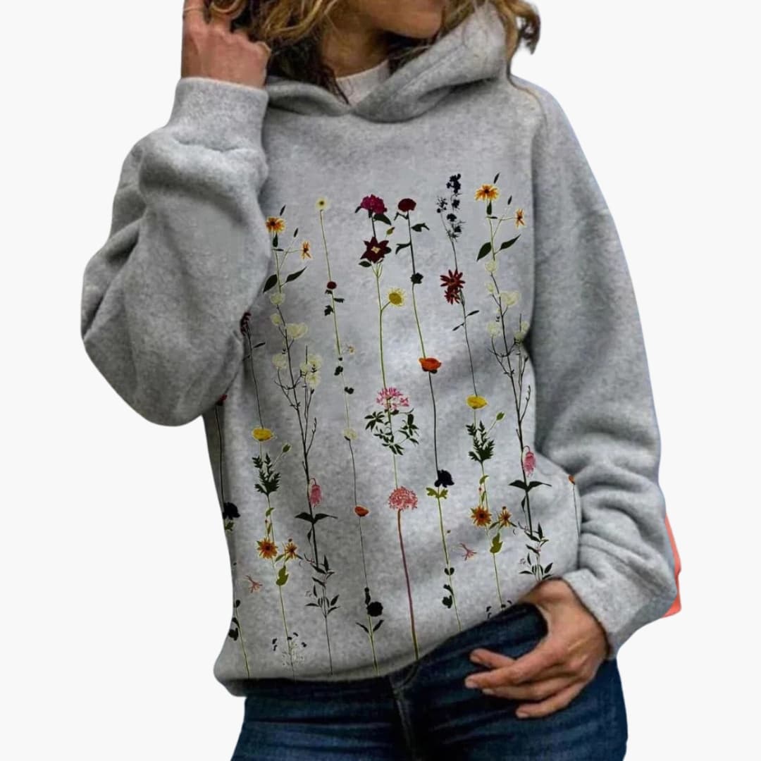 Damen Hoodie mit Blumen Print