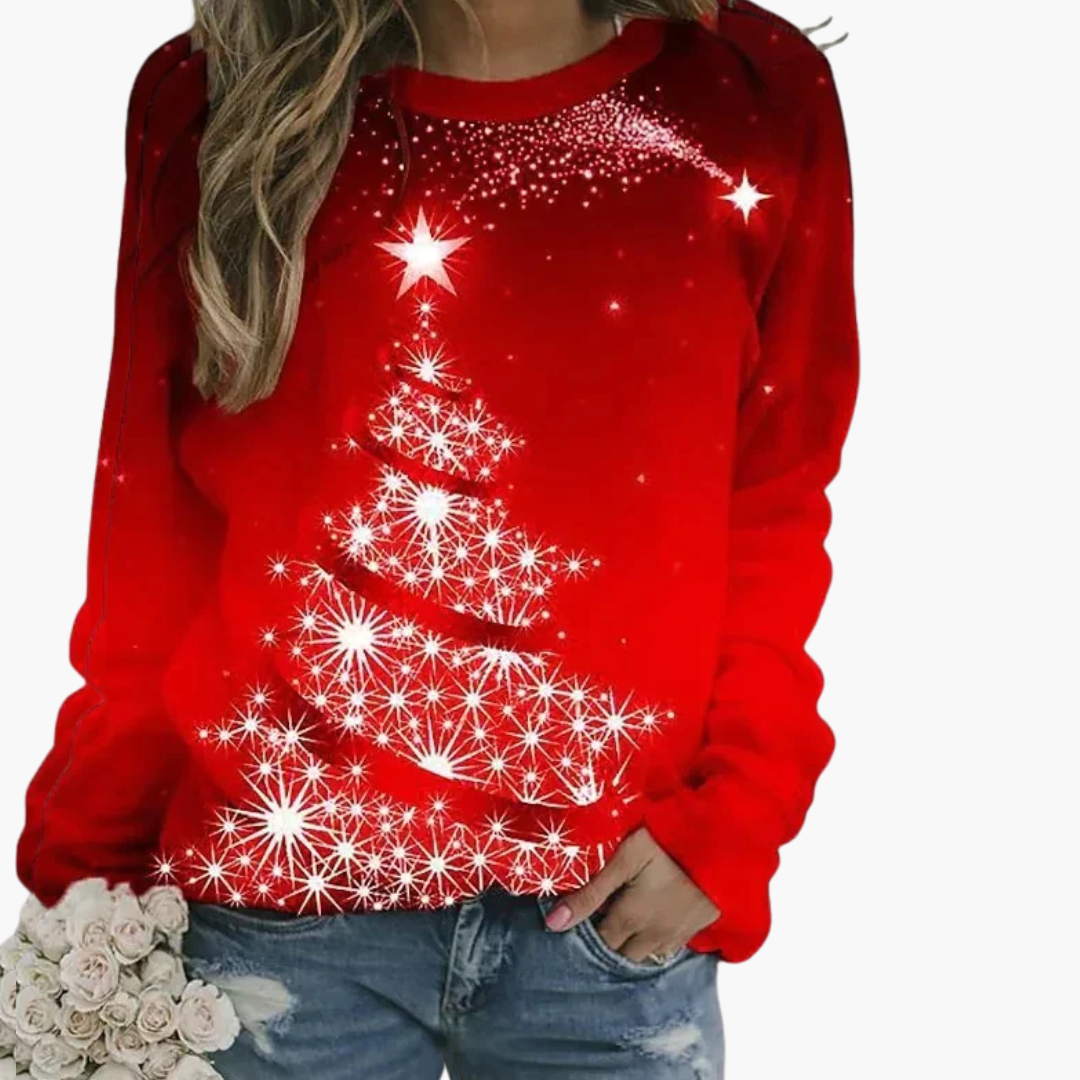 Damen Weihnachtspullover mit Rentier und Schneemann-Print