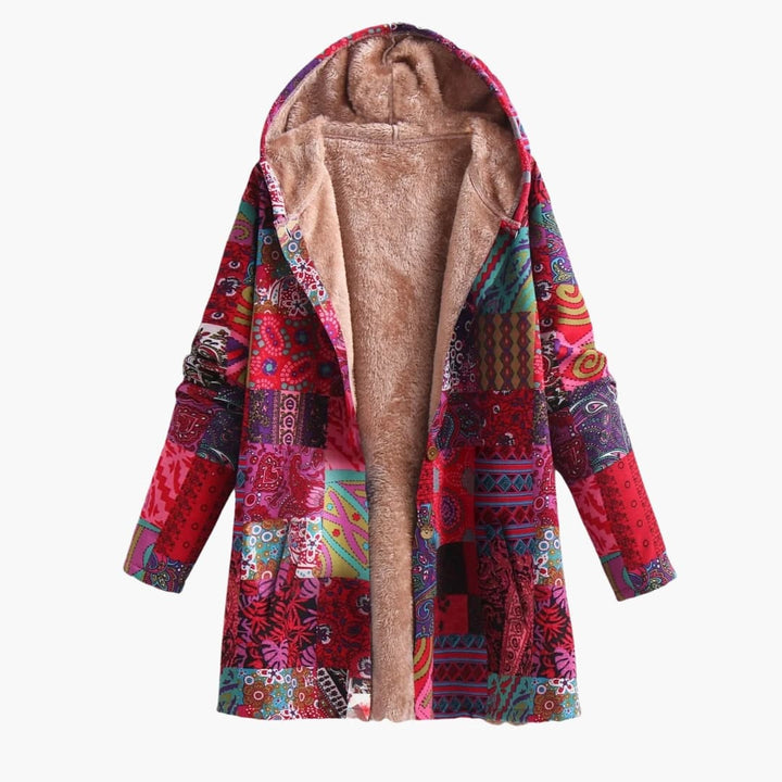 Damenjacke mit Kapuze und Print Oberfläche