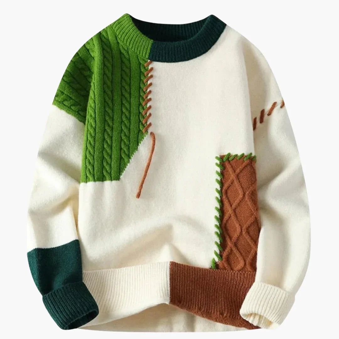 Patchwork Strickpullover für Herren