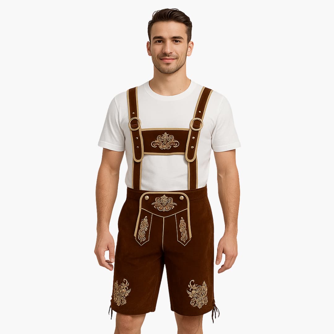 Herren Hose kurz mit Stickerei und Hosenträgern | Oktoberfest 2025
