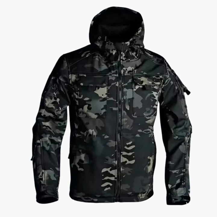 Männer Softshell Jacke mit Kapuze und mehreren Taschen