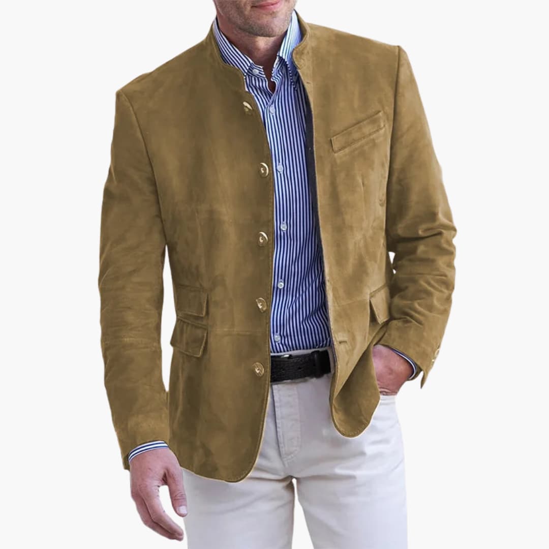 Herrenjacke mit Stehkragen und Knopfverschluss