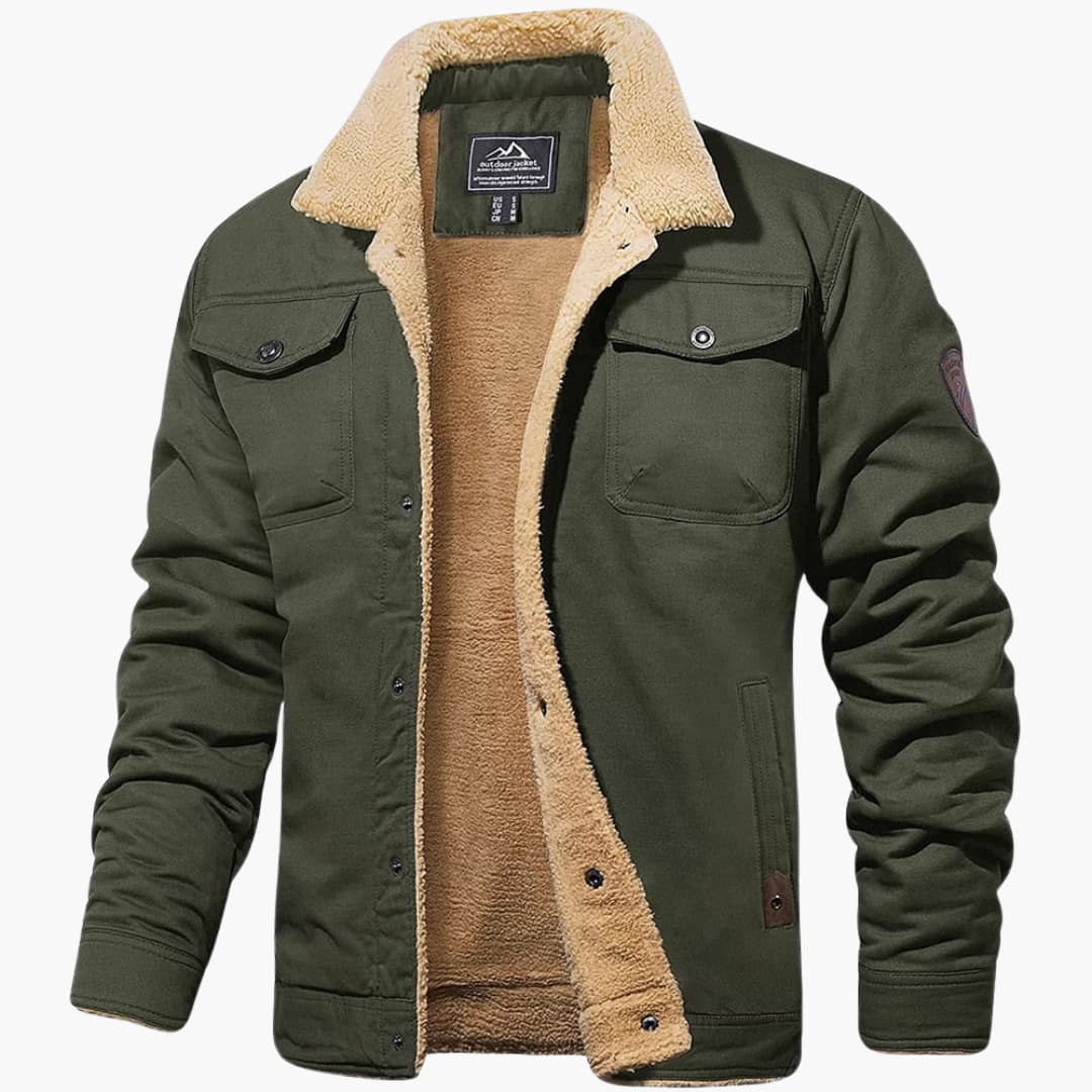 Herren jacke mit Sherpa-Kragen und Knopfverschluss