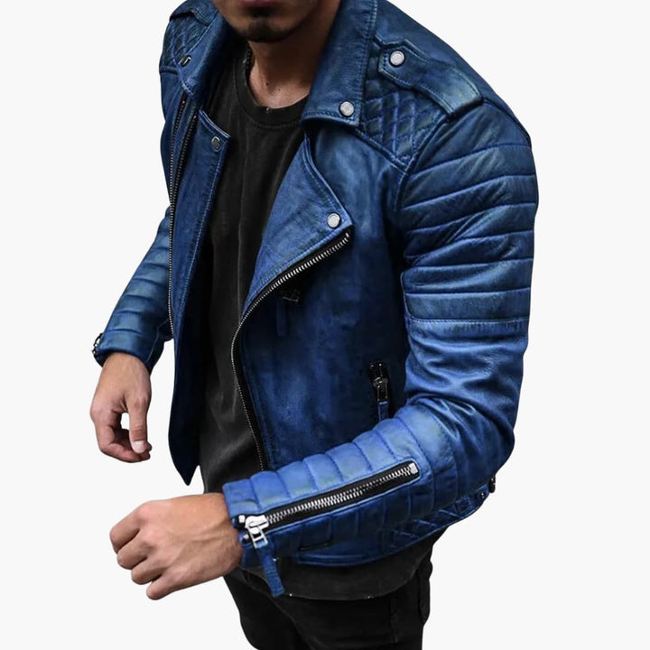 Herrenjacke mit Reißverschluss und gesteppten Ärmeln