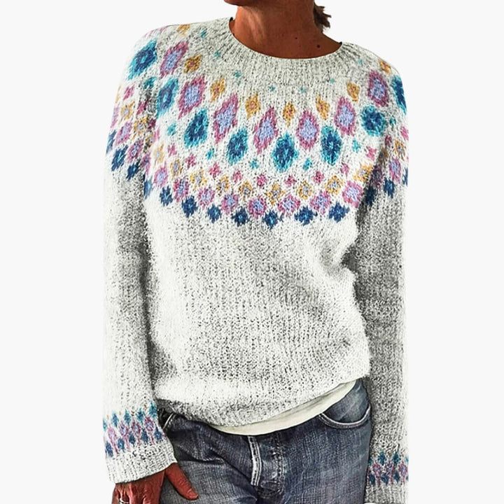 Damen pullover mit Rundhalsausschnitt und Strickmuster