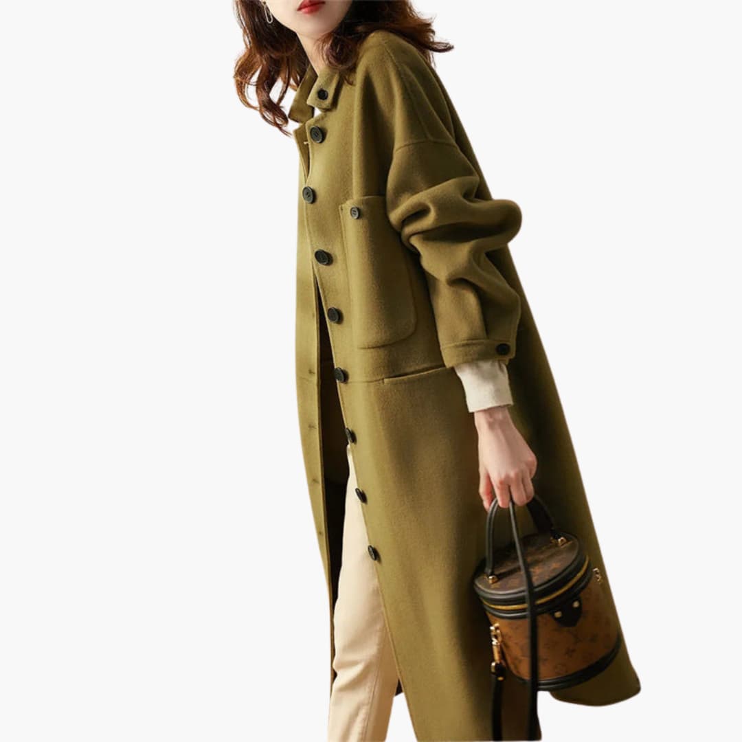 Damen Langer Trenchcoat mit Knopfleiste