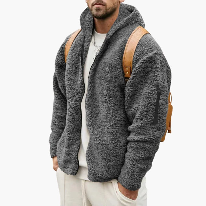 Herren Fleecejacke mit Kapuze und Reißverschluss