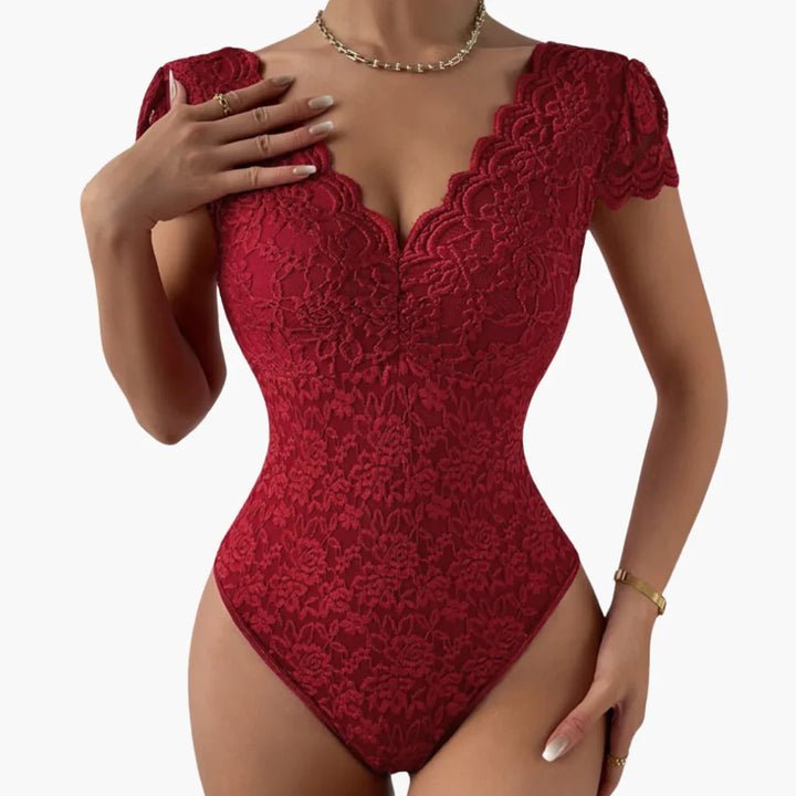 Spitzen V-Ausschnitt Body für Damen