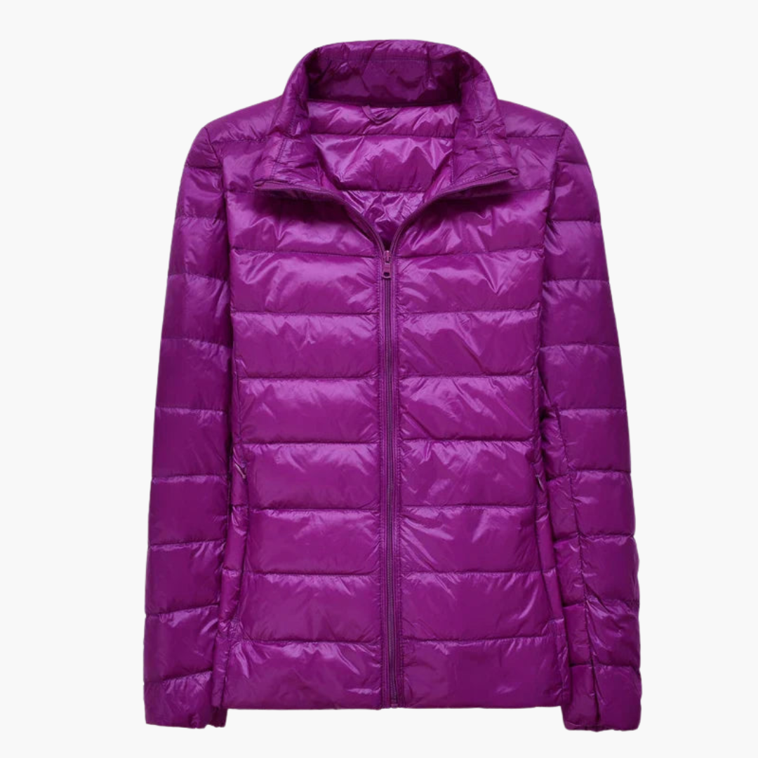 Damen Daunenjacke mit Kapuze und elastischen Bündchen