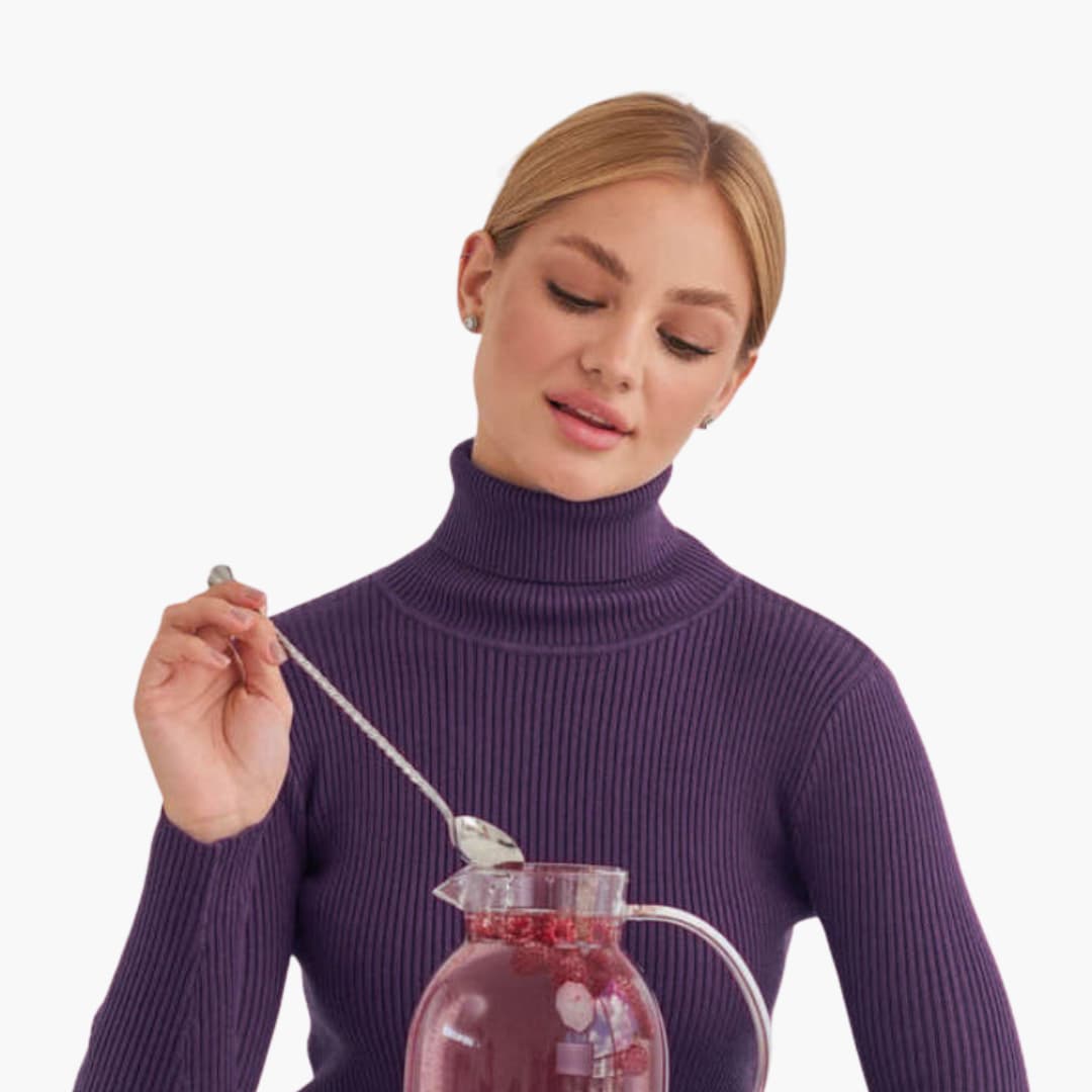 Damen Rollkragenpullover mit gerippter Oberfläche und langen Ärmeln