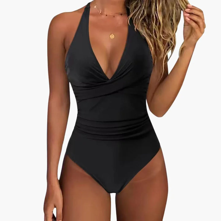 Rüschen Halterneck Badeanzug für Damen