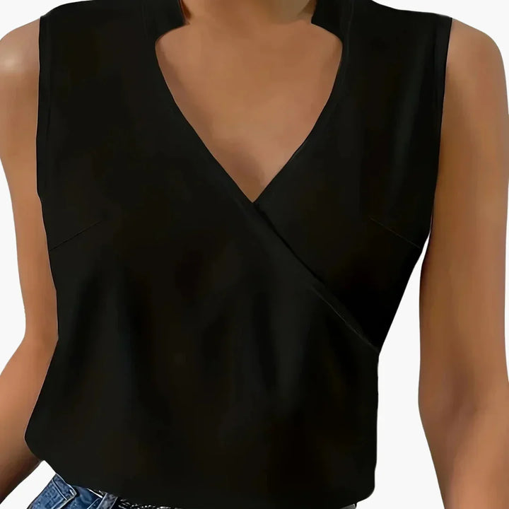Ärmellose Wickelbluse mit Kragen für Damen - ModeMüller