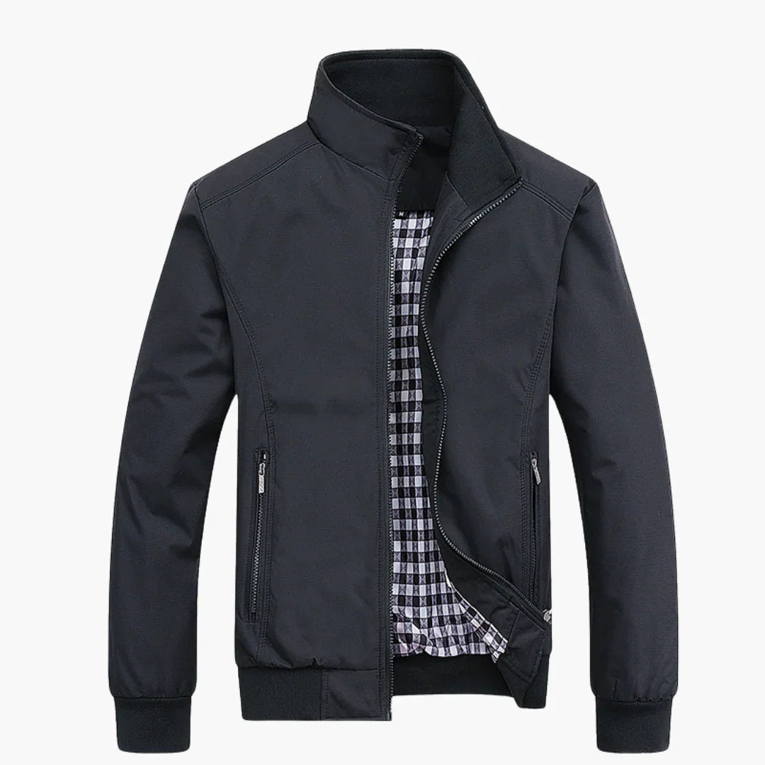 Herren Slim Fit Bomberjacke mit durchgehendem Reißverschluss