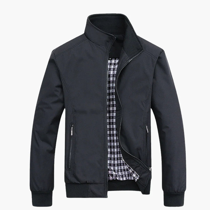 Herren Slim Fit Bomberjacke mit durchgehendem Reißverschluss