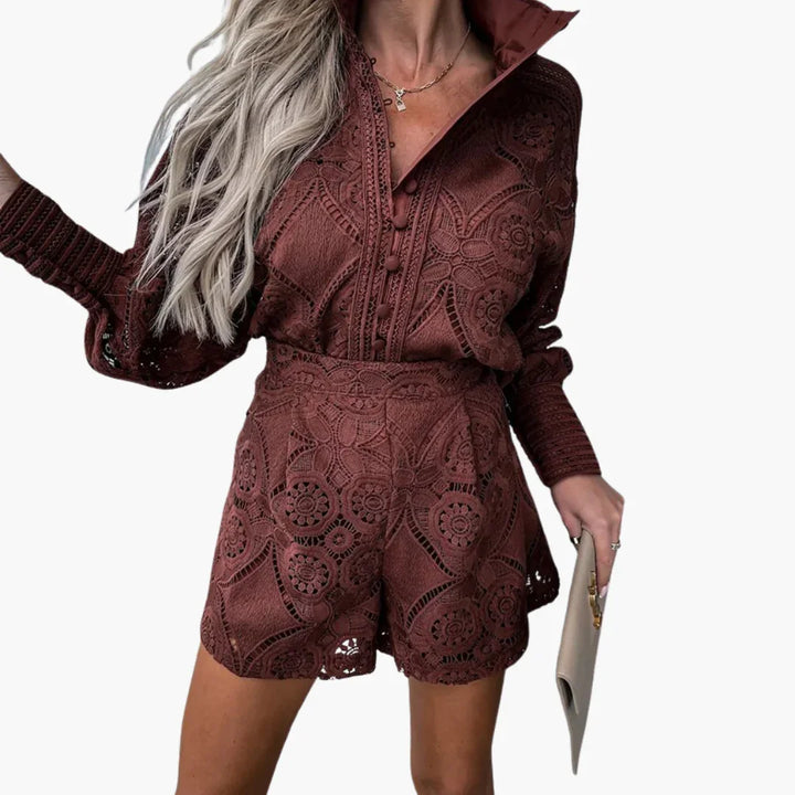 Spitzen Zweiteiler mit Shorts für Damen