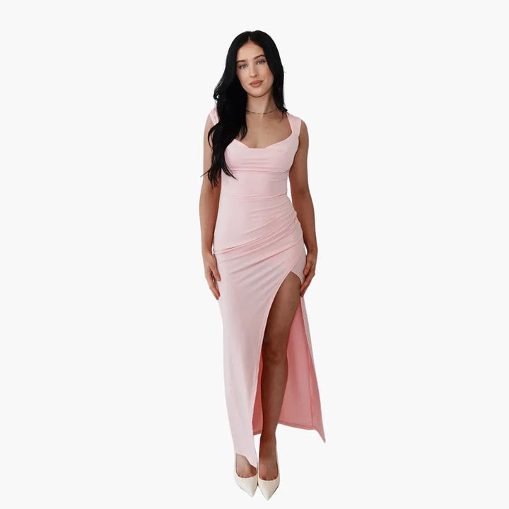 Gerüschtes Abendkleid mit Schlitz für Damen