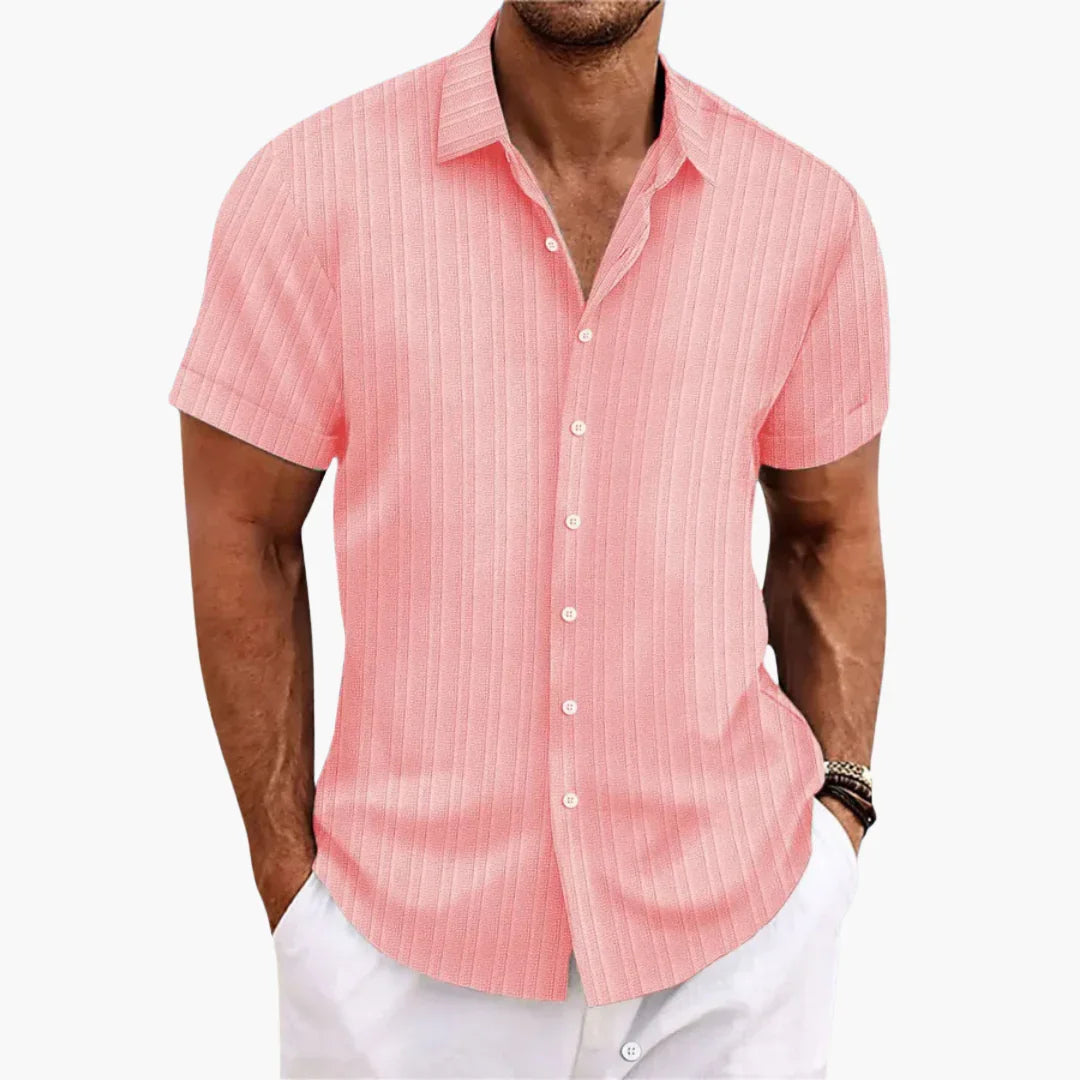 Gestreiftes Kurzarmhemd mit Reverskragen für Herren