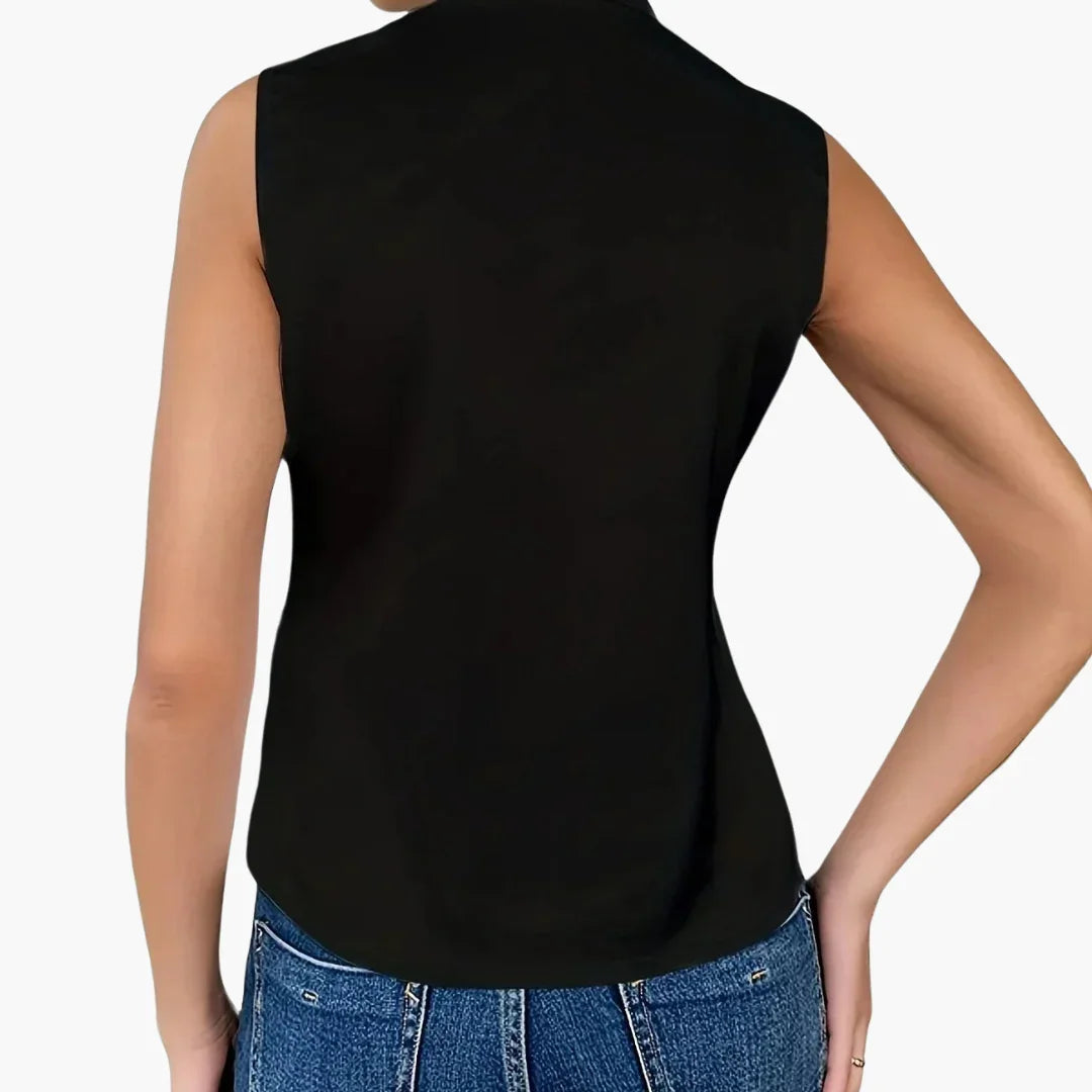 Ärmellose Wickelbluse mit Kragen für Damen - ModeMüller