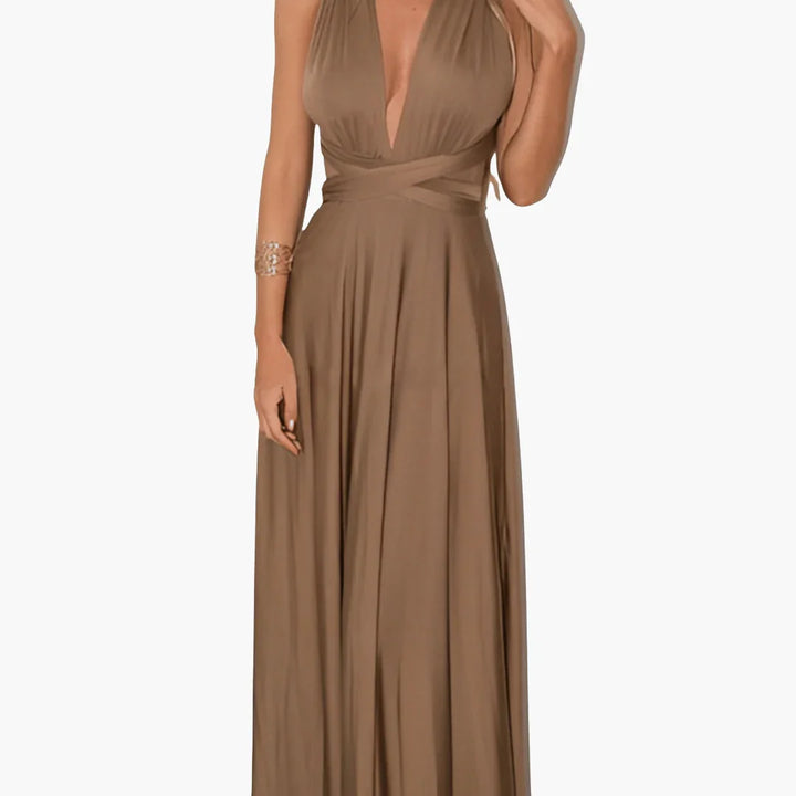 Mehrfach Wickel Maxi Kleid für Damen