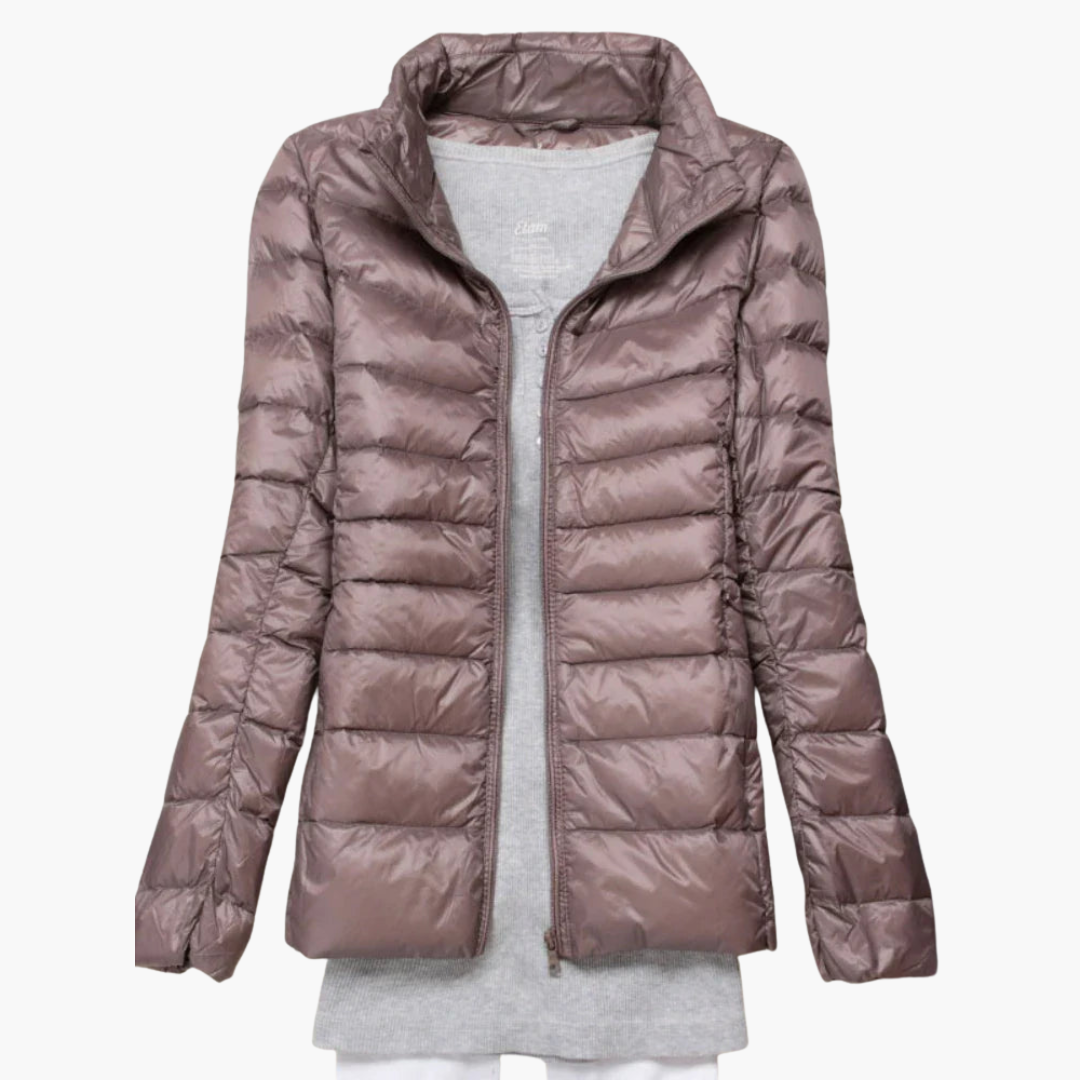Damen Daunenjacke mit Kapuze und elastischen Bündchen