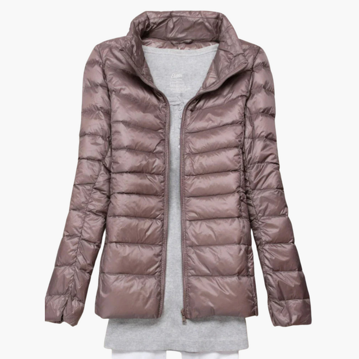 Damen Daunenjacke mit Kapuze und elastischen Bündchen