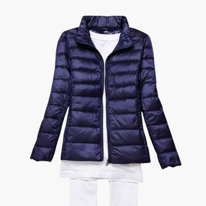 Damen Daunenjacke mit Kapuze und elastischen Bündchen
