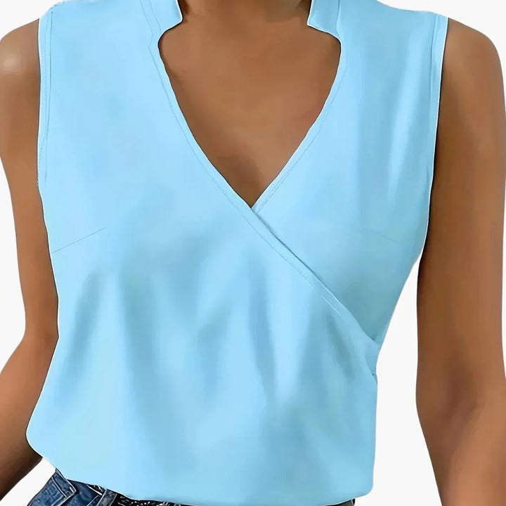 Ärmellose Wickelbluse mit Kragen für Damen - ModeMüller
