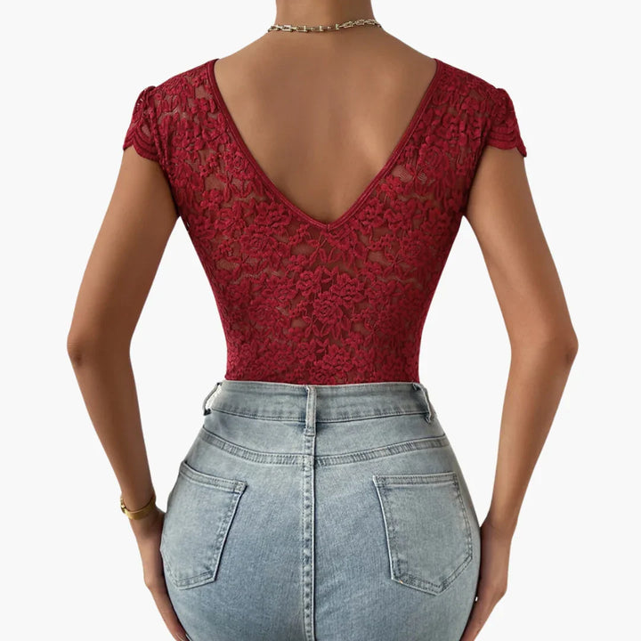 Spitzen V-Ausschnitt Body für Damen