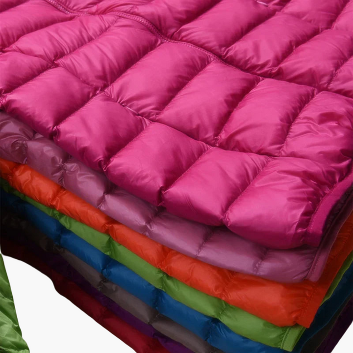 Damen Daunenjacke mit Kapuze und elastischen Bündchen