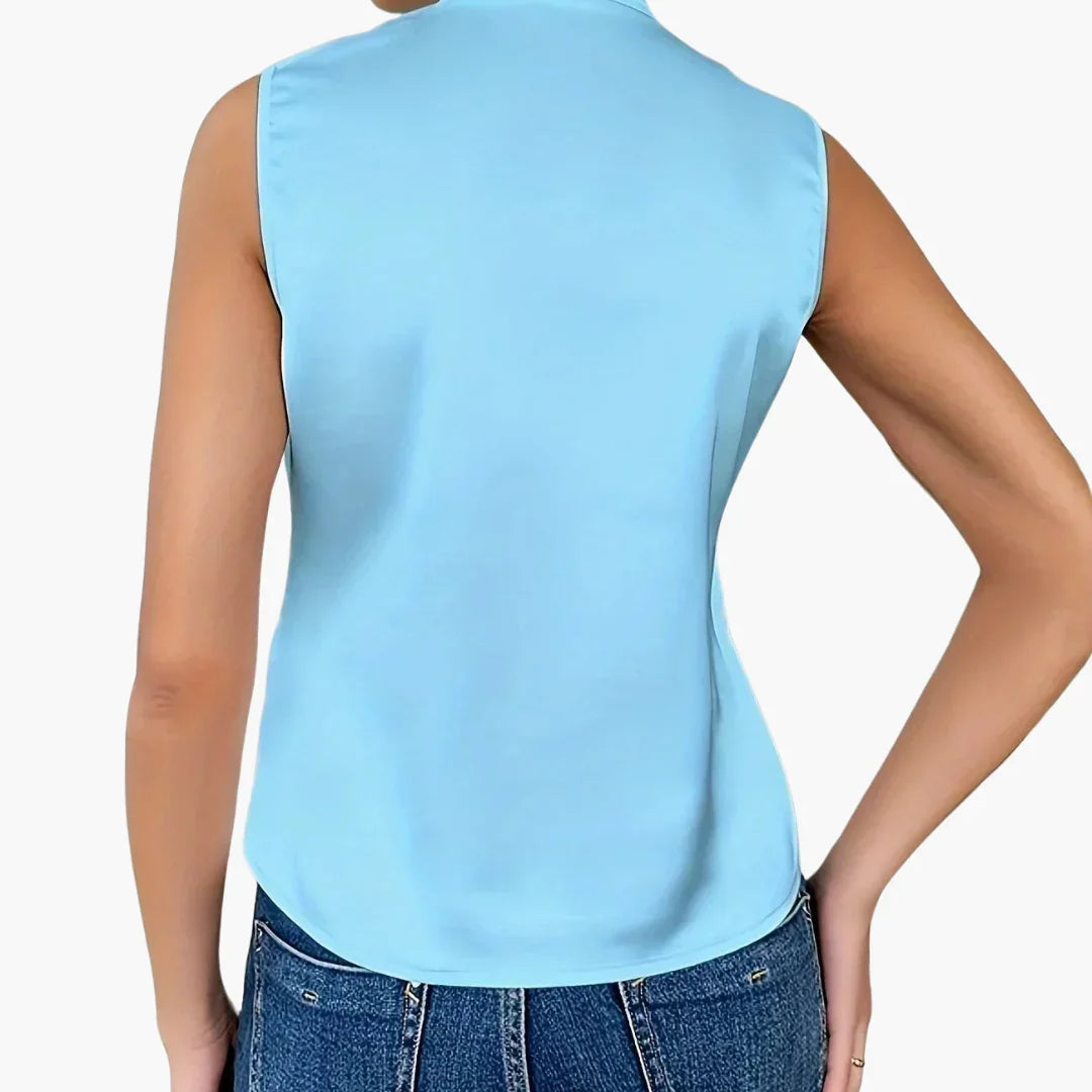 Ärmellose Wickelbluse mit Kragen für Damen - ModeMüller