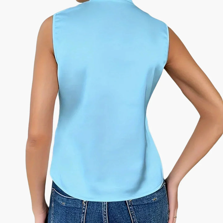 Ärmellose Wickelbluse mit Kragen für Damen - ModeMüller