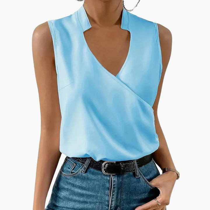 Ärmellose Wickelbluse mit Kragen für Damen - ModeMüller