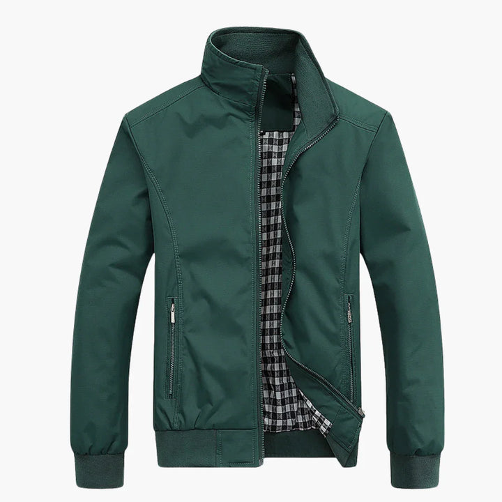 Herren Slim Fit Bomberjacke mit durchgehendem Reißverschluss