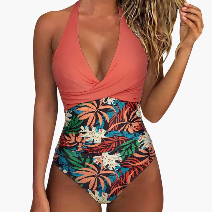 Rüschen Halterneck Badeanzug für Damen