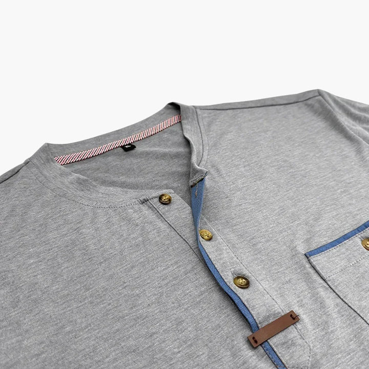 Henley T-Shirt mit Ziernähten für Herren