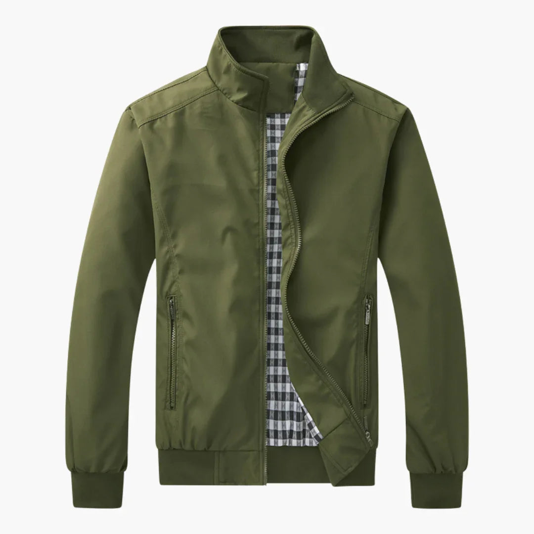 Herren Slim Fit Bomberjacke mit durchgehendem Reißverschluss