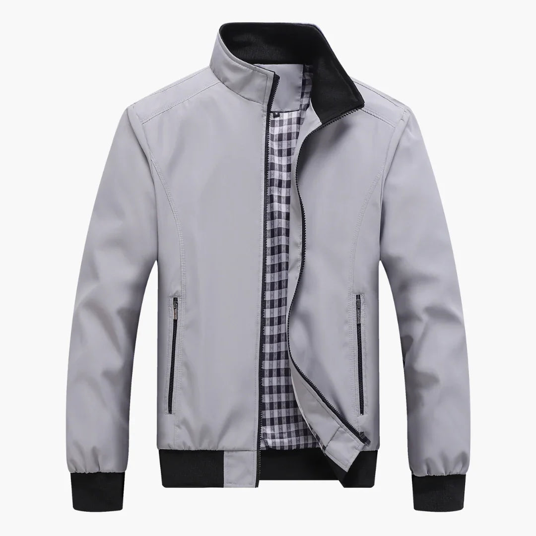 Herren Slim Fit Bomberjacke mit durchgehendem Reißverschluss