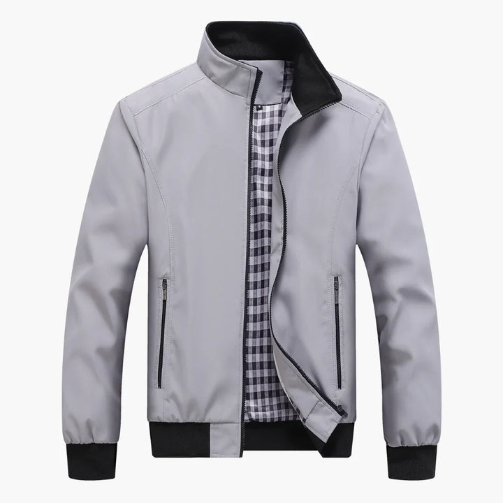 Herren Slim Fit Bomberjacke mit durchgehendem Reißverschluss