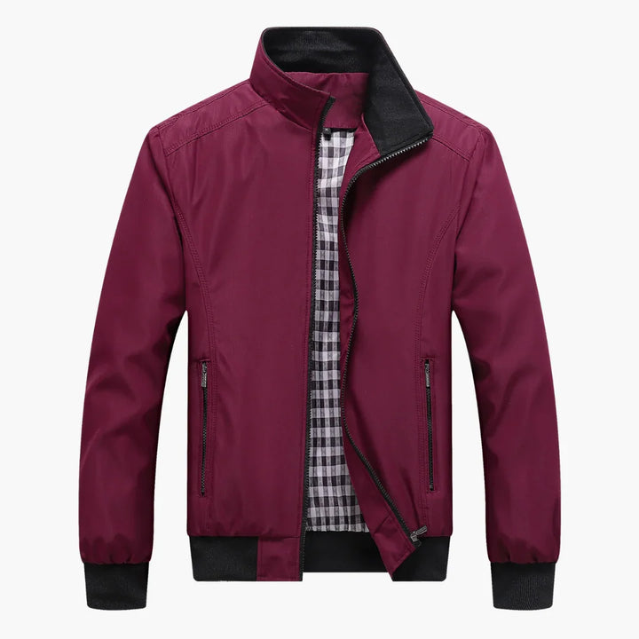 Herren Slim Fit Bomberjacke mit durchgehendem Reißverschluss