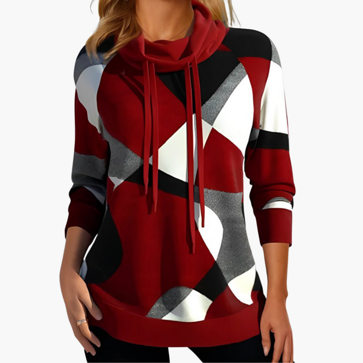 Damen Hoodie mit Kapuze und geometrischem Muster