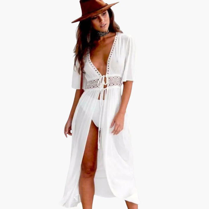 Spitzenakzent Midi Kleid für Damen