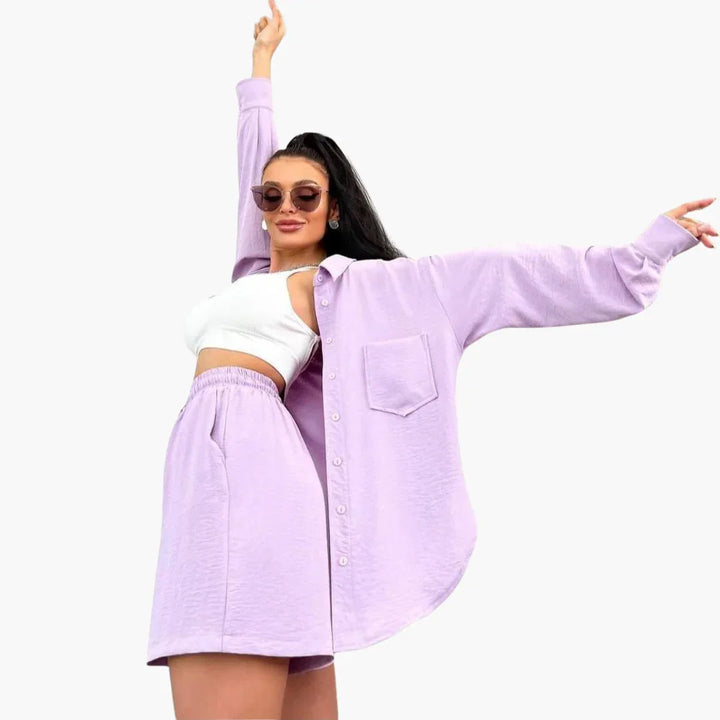 Zweiteiliges Blusen Shorts Set für Damen