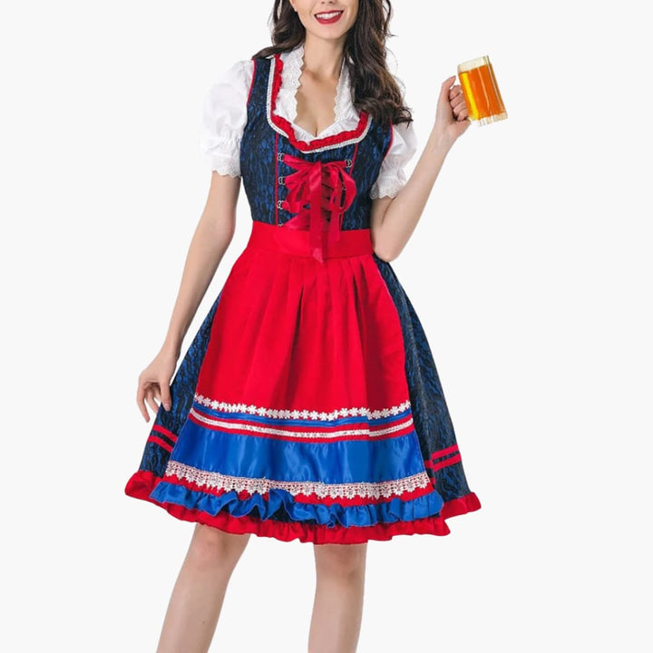 Damen Dirndl Kleid mit Schnürung und Schürze | Oktoberfest 2025