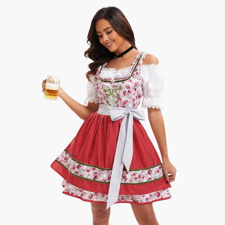 Damen Dirndl Kleid mit Schnürung und Ziersaum | Oktoberfest 2025