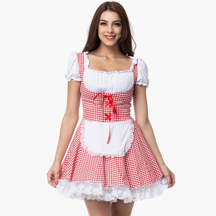 Damen Dirndl Kleid mit schulterfreiem Ausschnitt | Oktoberfest 2025