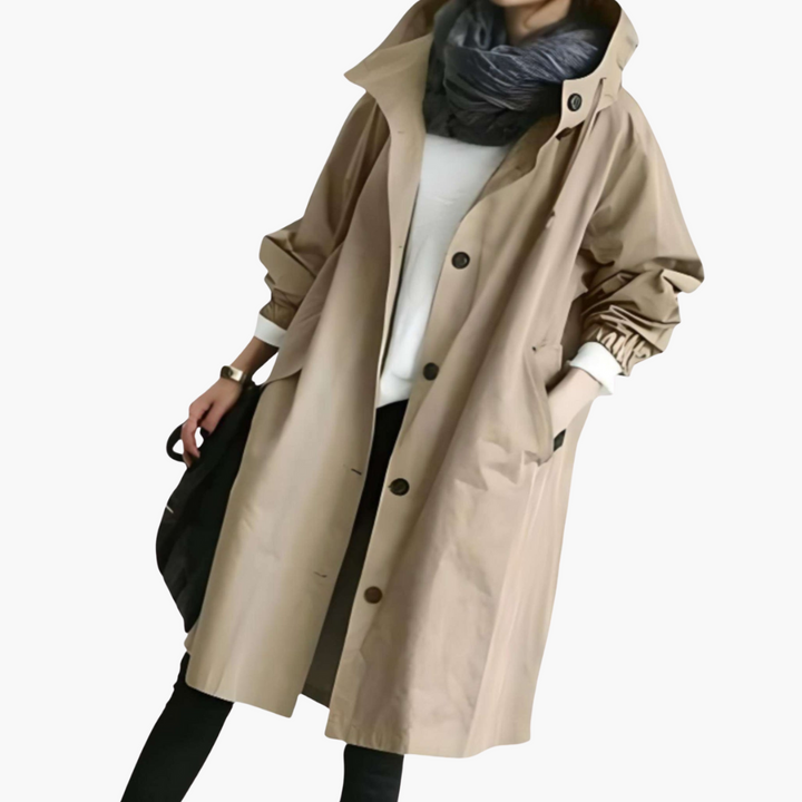 Damen Trenchcoat mit Kapuze und Schutz vor Nässe