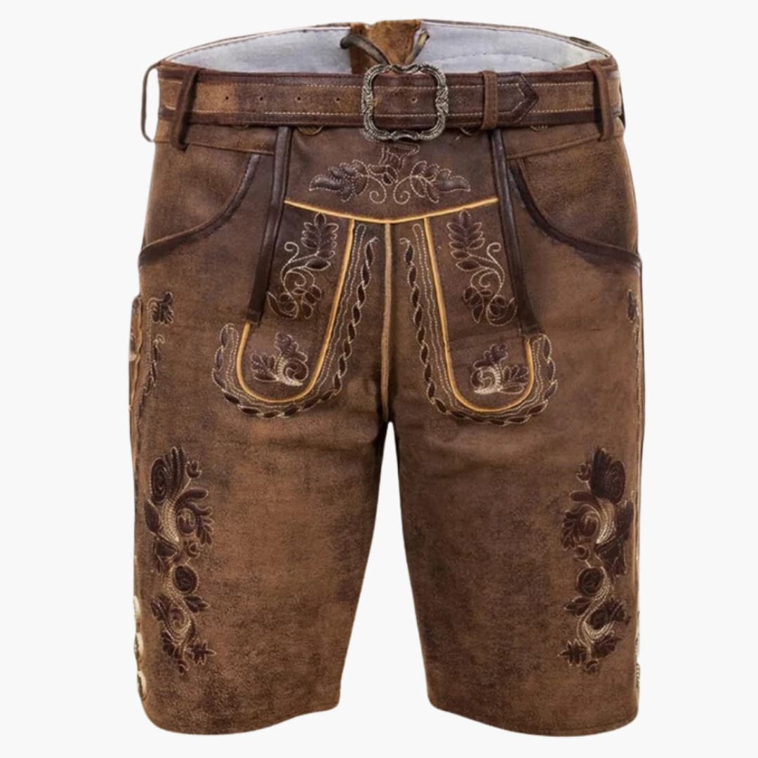 Bestickte kurze Lederhose für Herren | Oktoberfest 2025