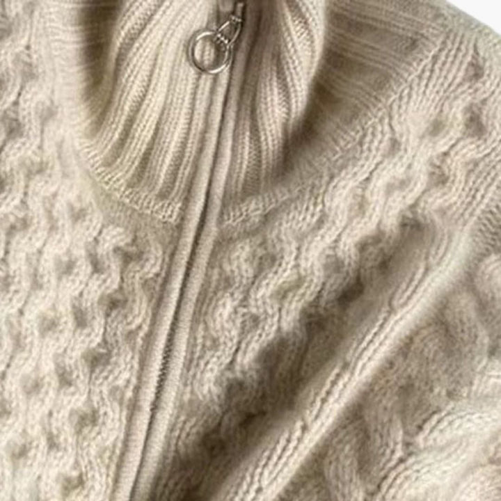 Damen Strickjacke mit Reißverschluss und hohem Kragen