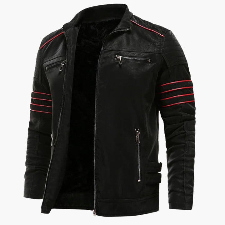 Herren-Zip-Jacke mit gesteppten Ärmeln und Kontraststreifen